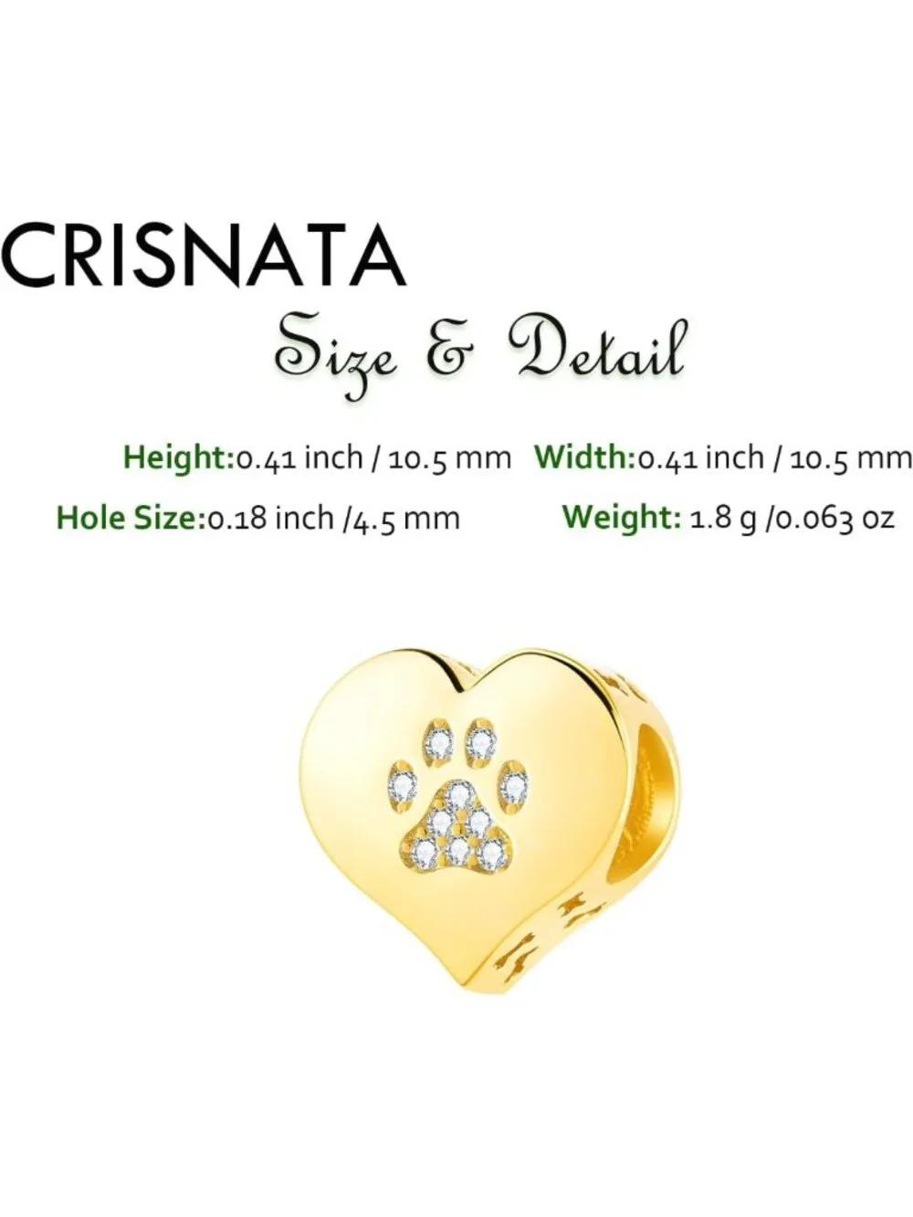Sparkly Gold Plated Dog Paw Print Charm for Animal Bracelets | 925 Silver Bead
